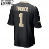 New Orleans Saints Tröjor Payton Turner 1 Nike Svart 2021 NFL Draft - Barn